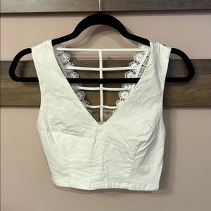 Forever 21 White Lace-Back Crop Top